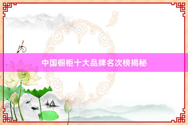 中国橱柜十大品牌名次榜揭秘